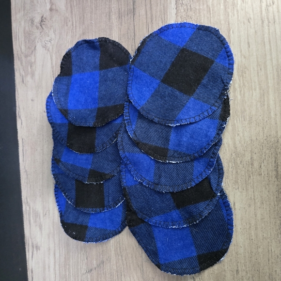 10 Pack Homemade 2ply Blue Black Plaid Reusable Facial O - Picture 3 of 3